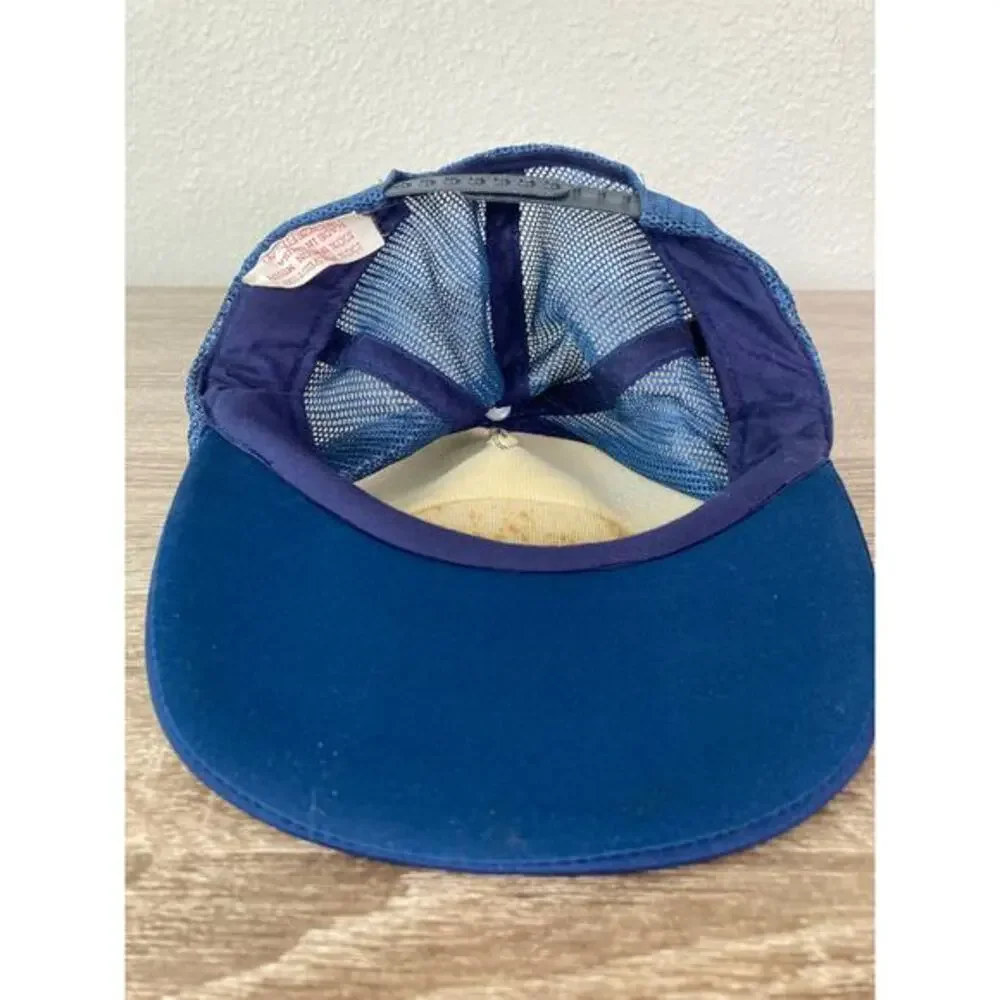 Vintage‎ Blue Captain Snapback Hat Unisex Adjustable Nautical 80s Style